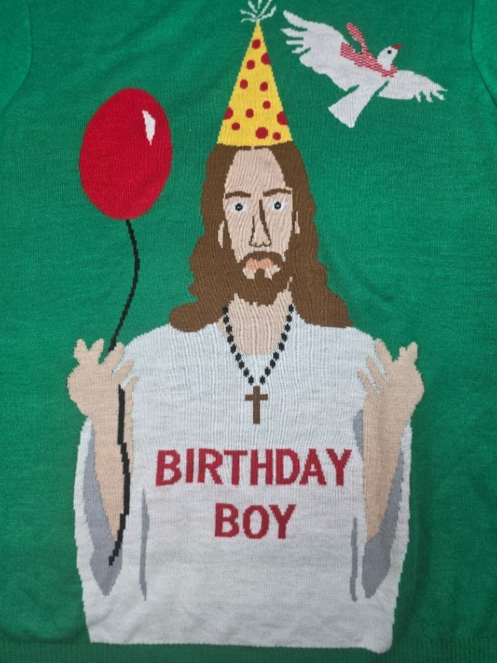Tipsy Elves Green Birthday Boy Jesus Christmas Sweater XXL